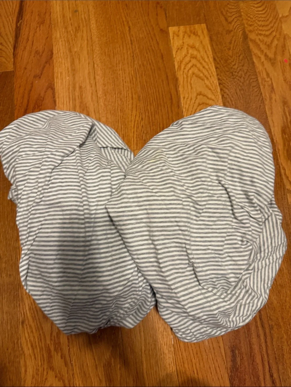 Burt’s Bees Striped Gray and White Fitted Jersey cotton crib sheets